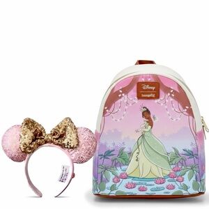 New Loungefly Disney Combo Backpack + Ears Headban The Princess And The Frog